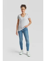Fruit of the Loom Lady-Fit Valueweight V-Neck T Dámske tričko s výstrihom do V 16.1398 heather grey