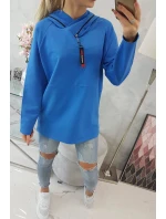 Chrpová tunika s kapucňou Oversize na zips