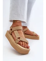 Sandały Damskie Na Platformie Beżowe Edireda