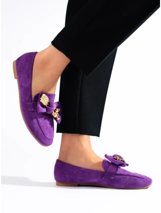 Jedinečné mokasíny fialové dámske bez podpätku Jedinečné mokasíny fialové dámske bez podpätku