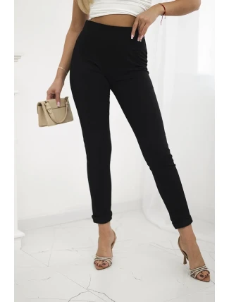 Nohavice s ozdobnými lamelami Čierna