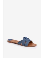 Płaskie Klapki Damskie Z Przeplatającymi Się Paskami Jeansowe Selaenor