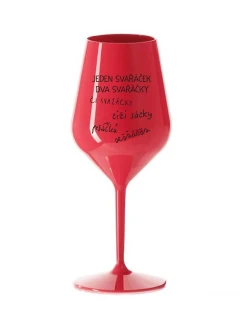SVAŘÁČEK - červená nerozbitná sklenice na víno 470 ml