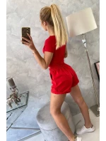 Bavlnená súprava so šortkami červená