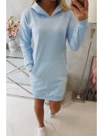 Šaty s kapucňou v modrej farbe