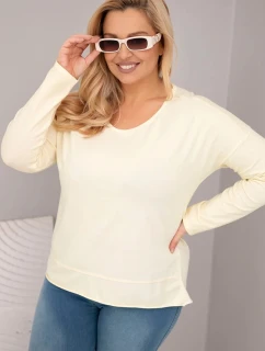 Plus veľkosť Dámske V-výstrih blúzka s dlhšou späť žltá