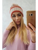 Dámska čiapka Kinga K297 beige + mocca + red