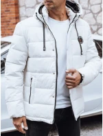 Pánska prešívaná zimná bunda s kapucňou biela FashionStreet TX5056