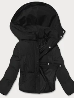 Krátka prechodná bunda s kapucňou čierna (5M3117-392)