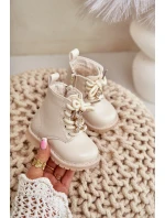 Ocieplane Botki Dziecięce Z Misiem Na Zamek Beżowe Enchanta