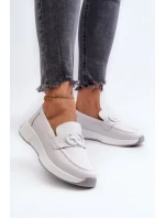 Dámske kožené mokasíny na platforme svetlo šedé S.Barski Dámske kožené mokasíny na platforme svetlo šedé S.Barski