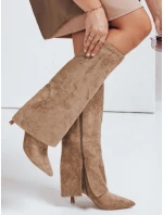 Dámske semišové čižmy so širokým zvrškom khaki FashionStreet ZY1099