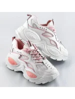 Bielo-ružové dámske športové topánky s vysokou podrážkou (RA15)