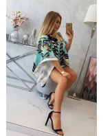 Netopierie šaty s viazaním v páse v mätovej farbe