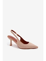 Dámske sandále na podpätku z umelého semišu Beige Saria Dámske sandále na podpätku z umelého semišu Beige Saria