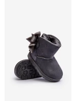 Dziecięce Ocieplane Śniegowce Z Kokardą Szare Snowis