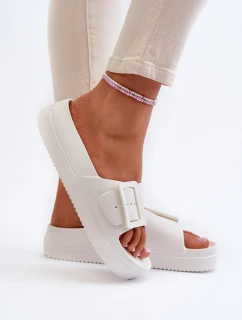Damskie Piankowe Klapki Na Platformie Z Klamrą Big Star NN274A661 Białe