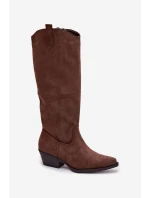 Dámske kovbojské čižmy Eco Suede Heeled Brown Esmira Dámske kovbojské čižmy Eco Suede Heeled Brown Esmira