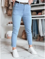 Dámske bavlnené nohavice slim fit s opaskom TAIRONIK modré FashionStreet UY2540