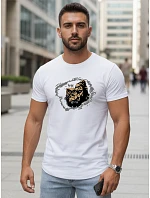 Pánske bavlnené tričko s potlačou biele FashionStreet NX5085R Pánske bavlnené tričko s potlačou biele FashionStreet NX5085R