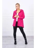 Zateplená mikina s predĺženým chrbtom a vreckami fuchsiová Zateplená mikina s predĺženým chrbtom a vreckami fuchsiová