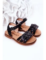 Dziecięce Sandały Z Wężowym Wzorem Czarne Baxlee