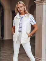 Dámska prešívaná vesta so stojačikom krémová FashionStreet TY3042 Dámska prešívaná vesta so stojačikom krémová FashionStreet TY3042