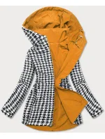 Dámska obojstranná bunda do pása v žlto-pepito farbe (M-163) Dámska obojstranná bunda do pása v žlto-pepito farbe (M-163)