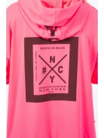 Bunda oversize s kapucňou ružová neónová