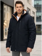 Pánska zimná bunda s kapucňou tmavomodrá FashionStreet TX5043 Pánska zimná bunda s kapucňou tmavomodrá FashionStreet TX5043