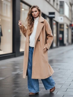 Dámsky prechodný hnedý oversize kabát FashionStreet NY0767z