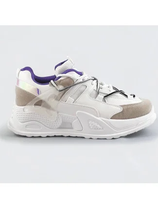 Biele dámske sneakersy s dvojitými šnúrkami (7001)