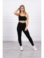 Súprava s blúzkou s rebrovaním čierna