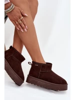 Dámske snežnice s nízkou platformou Big Star - čokoládové