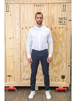 NEOBLU Bart Men Popelínová košeľa s dlhým rukávom a mao golierom 24.3792 soft blue