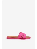 Klapki Damskie Na Płaskim Obcasie Z Wycięciami Eko Zamszowe Fuksja Teterre