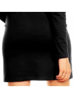 Dámske luxusné spoločenské a casual šaty zdobené doplnky z eko-kože čierne - Čierna / L - Lental Dámske luxusné spoločenské a casual šaty zdobené doplnky z eko-kože čierne - Čierna / L - Lental