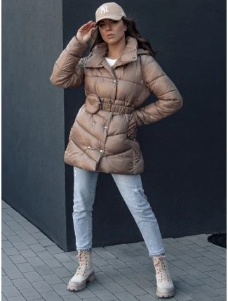 Dámsky prešívaný zimný kabát BLOOM camel FashionStreet TY4536