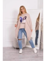 Oversize blúzka s potlačou béžová