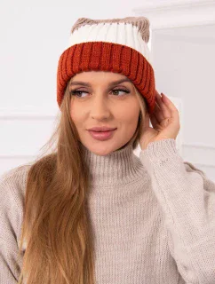 Fleecová čiapka Bojana K265 červená+ecru+beige