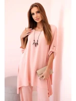 Súprava blúzka + nohavice s príveskom tmavo púdrovo ružová Súprava blúzka + nohavice s príveskom tmavo púdrovo ružová