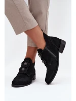 Semišové dámske čižmy s ozdobnými kvetmi Zazoo 3080 Black Semišové dámske čižmy s ozdobnými kvetmi Zazoo 3080 Black