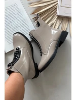Dámske členkové topánky z lakovanej kože D A MR52 108 beige Dámske členkové topánky z lakovanej kože D A MR52 108 beige