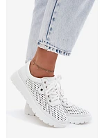 Kožené Ažurové Dámské Polobotky Vinceza 79629 Bílé