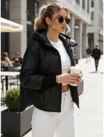 Dámska prechodná prešívaná bunda s kapucňou čierna FashionStreet TY5559