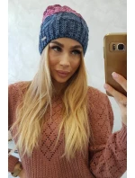 Fleecová čiapka Dolores K303 denim+ružová+tmavo fialová