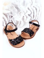 Dziecięce Sandały Z Wężowym Wzorem Czarne Baxlee