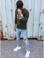 Pánska khaki mikina s potlačou FashionStreet BX5351