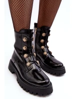 Damskie Ocieplane Botki Z Ozdobnymi Guzikami D&A MR870-51 Czarne