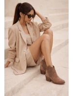 Dámske perforované kovbojské čižmy na podpätku S.Barski HY61-8012 Beige Dámske perforované kovbojské čižmy na podpätku S.Barski HY61-8012 Beige